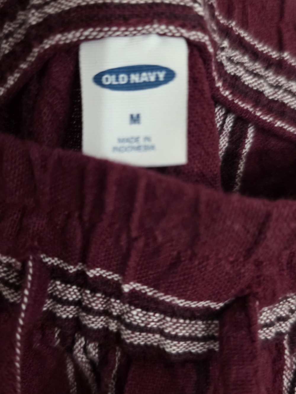 Old Navy Burgundy Striped Linen Blend Wide Leg Pull-On Pants Size M - Picture 3 of 10